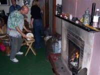Drumming in The Camping Barn, Barrowburn, Northumberland, September 2005 (Photo Tim Hogan)