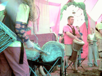 Performing at The Big Green Gathering, Somerset, August 2003