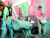 Performing at The Big Green Gathering, Somerset, August 2003
