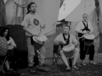 Performing at The Big Green Gathering, Somerset, August 2003