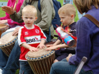 Drummed Up drumming circle at Middlesbrough Mela, 15th July 2007